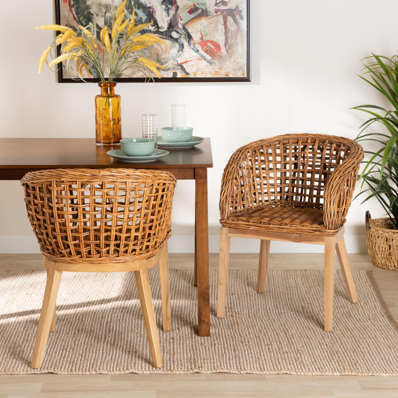 Bayou Breeze Anir Low Back Rattan Arm Chair Dining Chair & Reviews ...